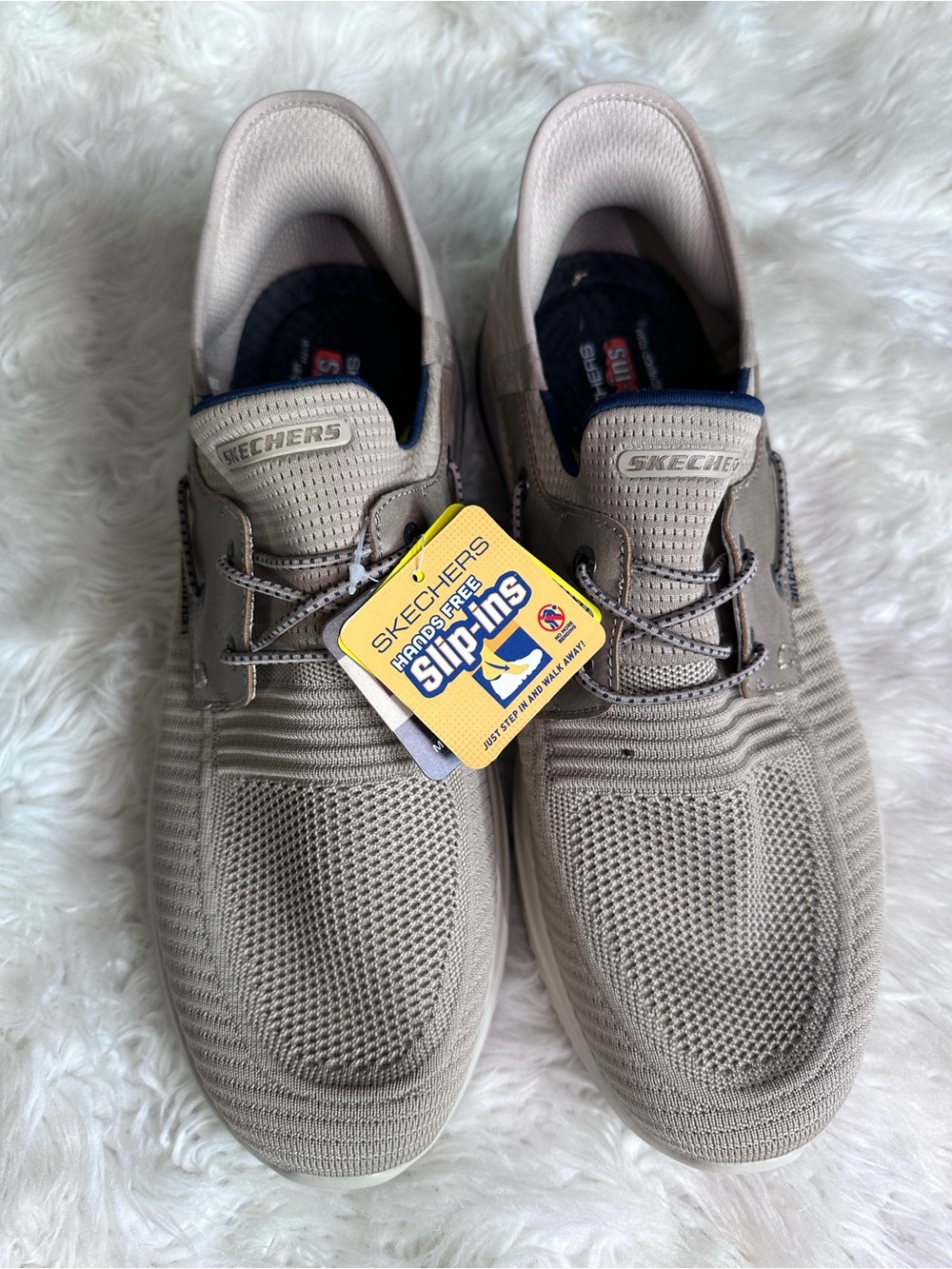Skechers Men's Slip-Ons Knit Casual Shoes - Beige Taupe
